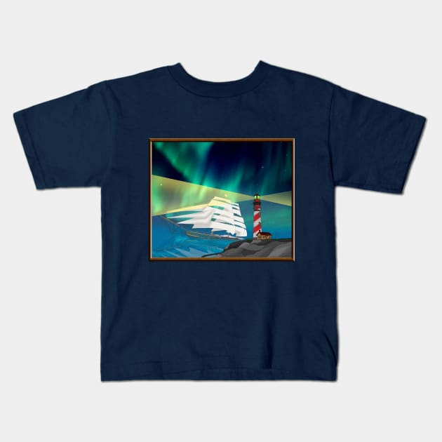 Newfoundland Schooner Kids T-Shirt by lytebound